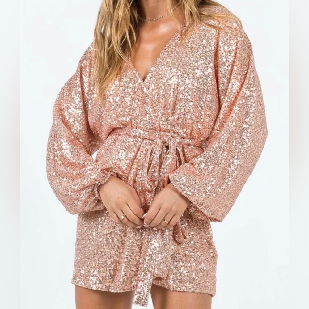 Princess Polly Champagne Sparkly Dress